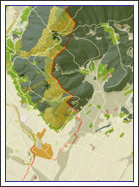 Piano Territoriale di Coordinamento della Provincia di Prato, particolare dell'Atlante del Patrimonio, nell'area circostante Prato