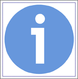 Simbolo delle informazioni: una grande lettera i bianca, in campo blu